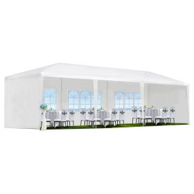 30′L × 10′W × 8.2′H Outdoor Waterproof Canopy Gazebo Patio Party Tent with 3 Window Sidewalls, 2 Zipper Walls for Wedding, Backyard Event & Temporary