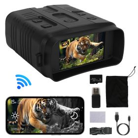 Night Vision Goggles 4K Full-Color Binoculars 10X Zoom with 2624ft Viewing Range 3\'\' Screen 64G MMC Card WIFI APP Control Save Photo and Video for C