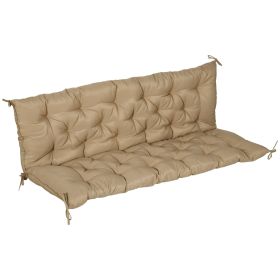 Outdoor Bench Cushion Tufted 3-Seater Khaki for Swing Chair Patio Sofa