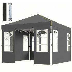 9.6 x 9.6 ft Pop Up Canopy Tent with Sidewalls, One Push Setup, UPF50+ Portable Instant Canopy Shelter, Dark Gray