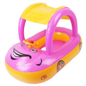 Baby Inflatable Pool Float Car Shaped Toddler Swimming Float Boat Pool Toy Infant Swim Ring Pool with Sun Protection Canopy for 1-3 Year-Old Kids Infa (Option: Pink)