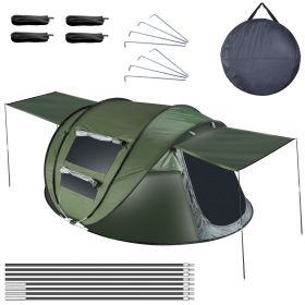 5-8 Person Pop Up Tent Automatic Setup Camping Tent Waterproof Instant Setup Tent with 4 Tent Poles 2 Mosquito Net Windows Carrying Bag for Hiking Cli (Option: Pro_Green_5_8)