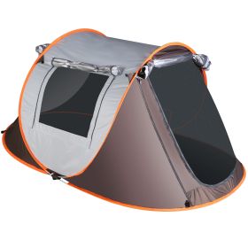 3-4 Person Pop Up Tent Automatic Setup Camping Tent Waterproof Instant Setup Tent with 2 Mosquito Net Windows Carrying Bag for Hiking Climbing Adventu (Option: Khaki_3_4Person)